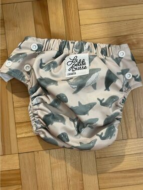Kids Whale Print Swim Diaper - Pink & Gray